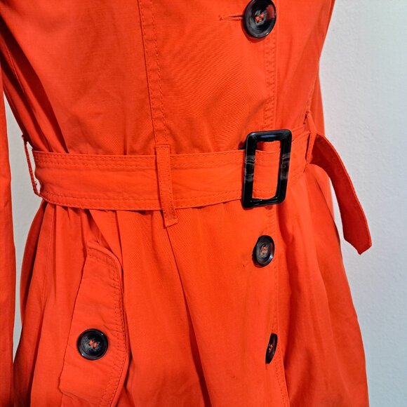 Divided Women Trench Belted Coats Bold Red/Orange Size 6 - Picture 4 of 9